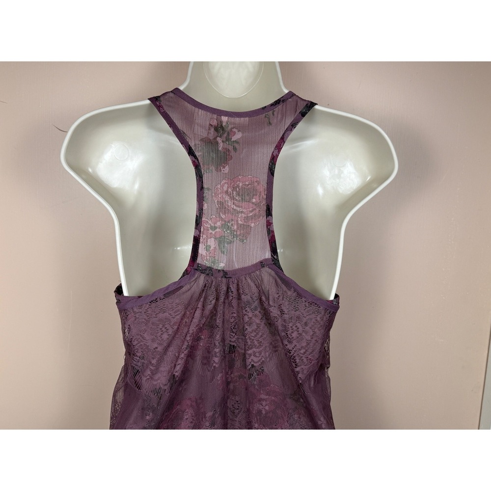 Mudd Tank Top Womens Sheer Layered Size S Purple Floral Fairy Festival Boho Y2K - Picture 11 of 16